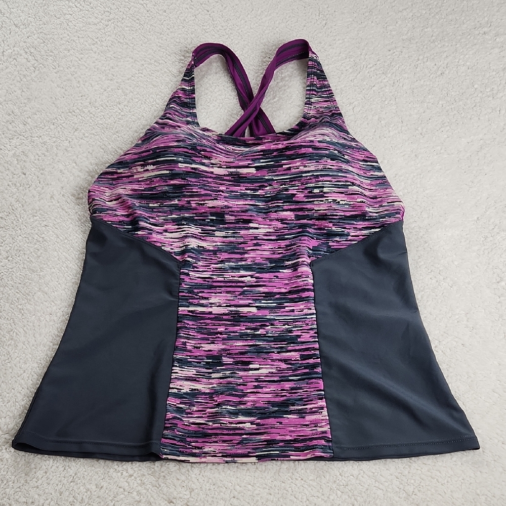 Everlast Sport Purple and Gray Swim Tank Tankini Top Only